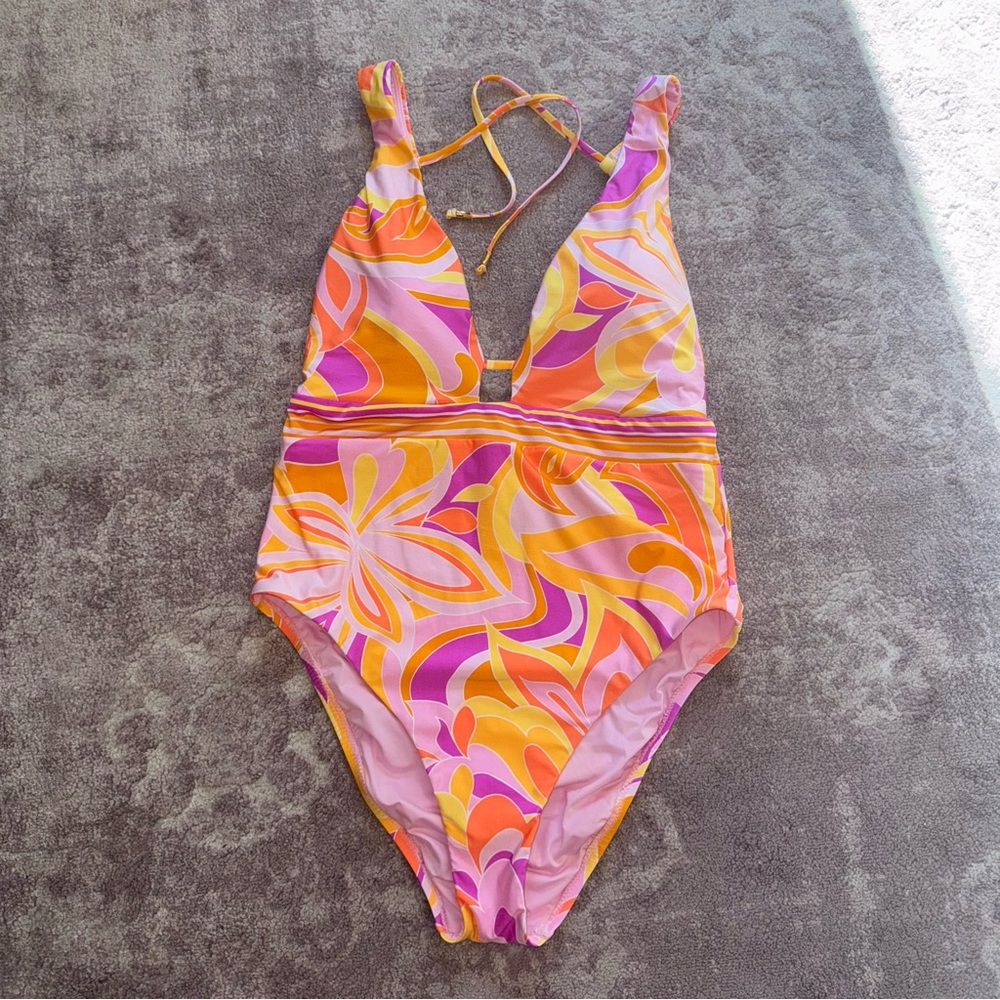 Sunshine 79 Women’s 12 Retro Orange Pink Purple One Piece Swimsuit